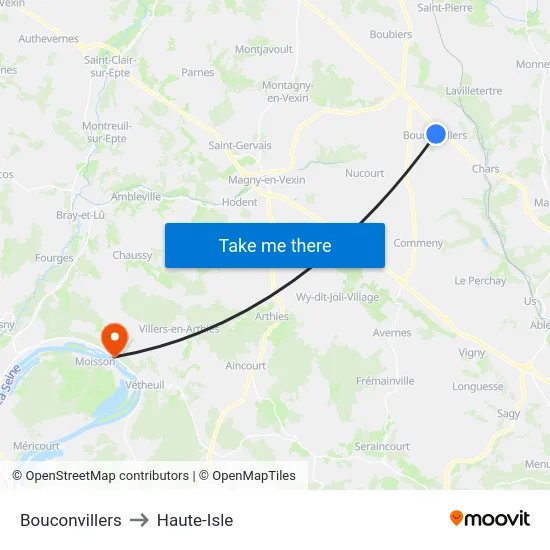 Bouconvillers to Haute-Isle map