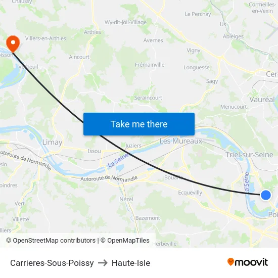 Carrieres-Sous-Poissy to Haute-Isle map