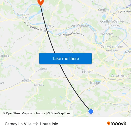 Cernay-La-Ville to Haute-Isle map