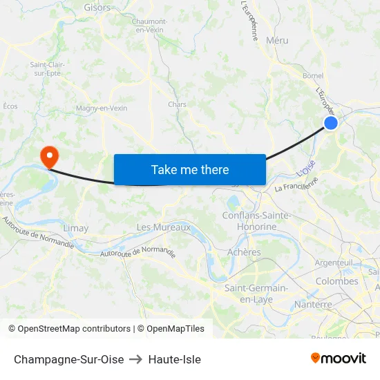 Champagne-Sur-Oise to Haute-Isle map