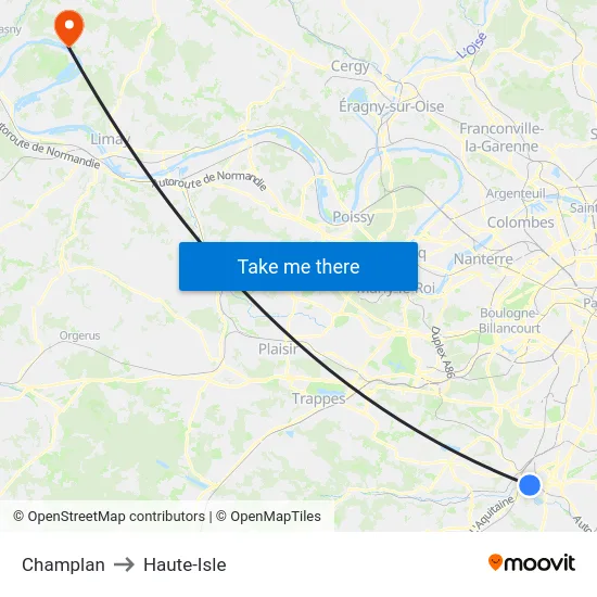 Champlan to Haute-Isle map