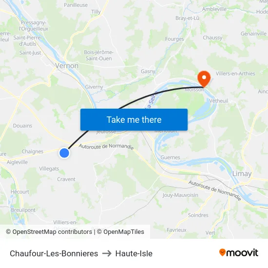 Chaufour-Les-Bonnieres to Haute-Isle map