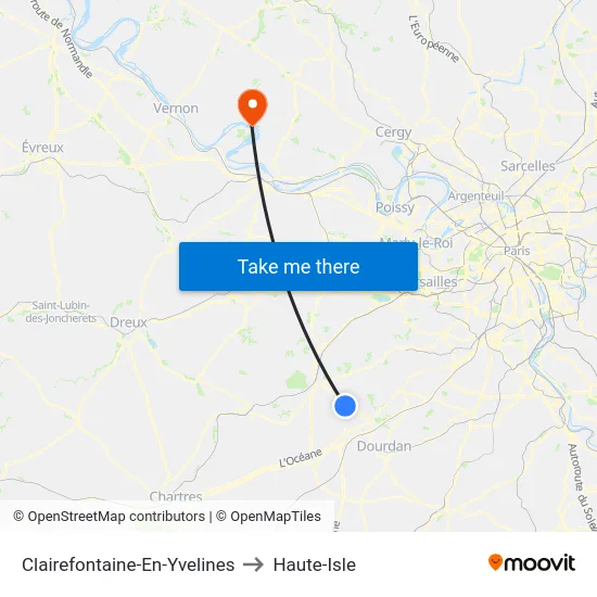 Clairefontaine-En-Yvelines to Haute-Isle map