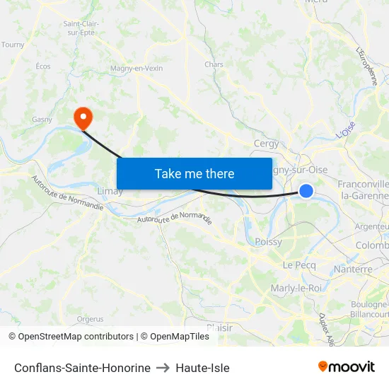 Conflans-Sainte-Honorine to Haute-Isle map