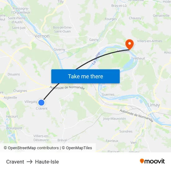 Cravent to Haute-Isle map