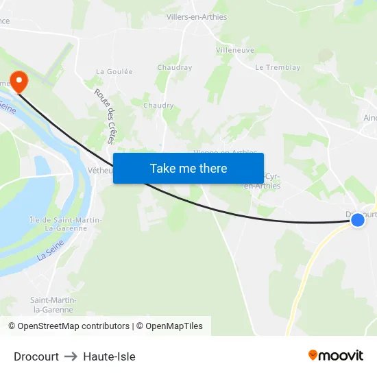Drocourt to Haute-Isle map