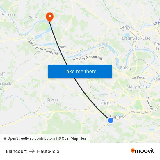 Elancourt to Haute-Isle map