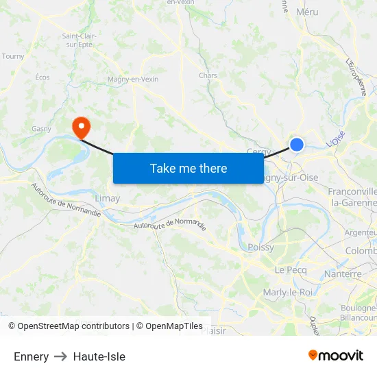 Ennery to Haute-Isle map
