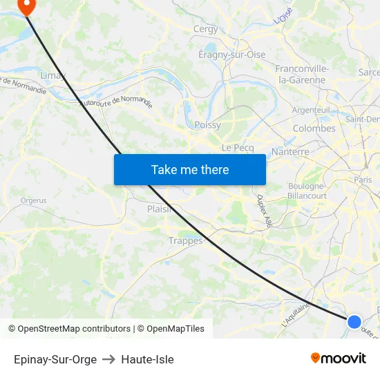 Epinay-Sur-Orge to Haute-Isle map