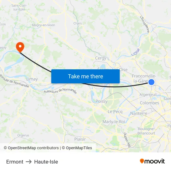 Ermont to Haute-Isle map