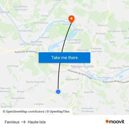 Favrieux to Haute-Isle map