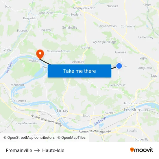 Fremainville to Haute-Isle map