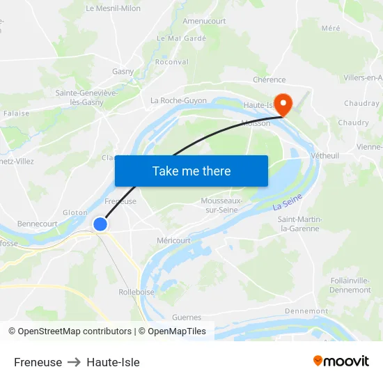 Freneuse to Haute-Isle map
