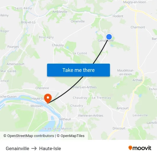 Genainville to Haute-Isle map