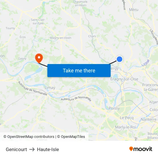 Genicourt to Haute-Isle map