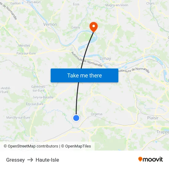 Gressey to Haute-Isle map