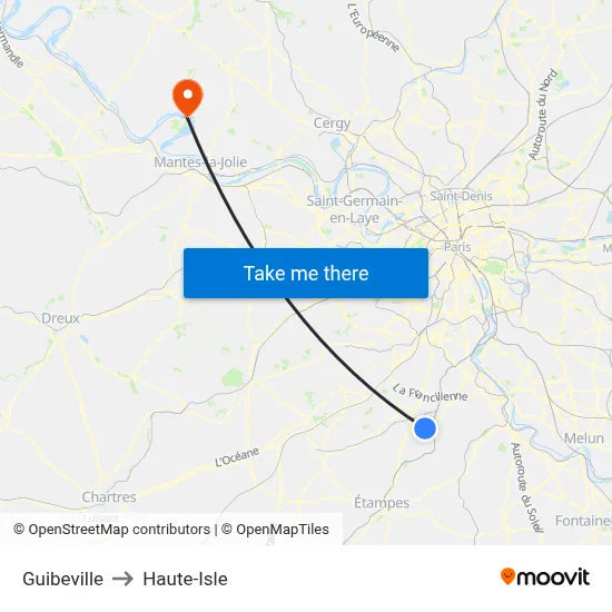 Guibeville to Haute-Isle map