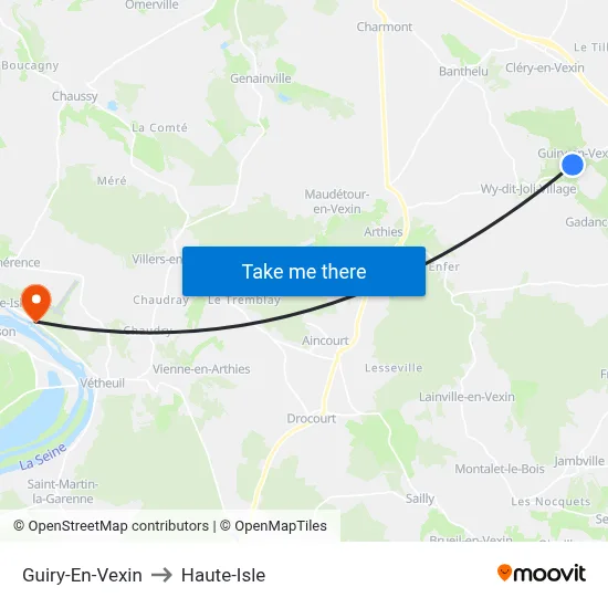 Guiry-En-Vexin to Haute-Isle map