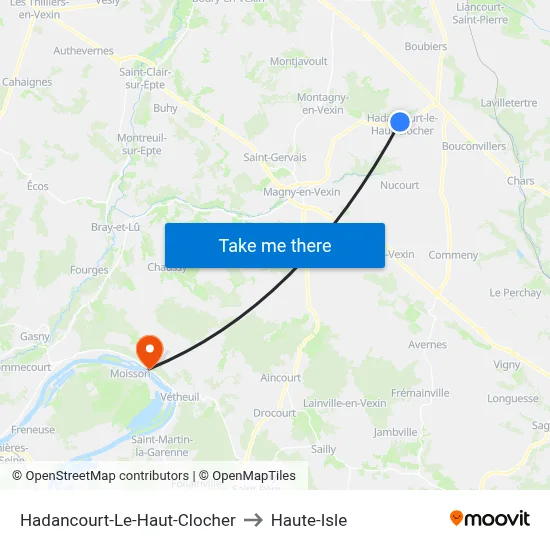 Hadancourt-Le-Haut-Clocher to Haute-Isle map