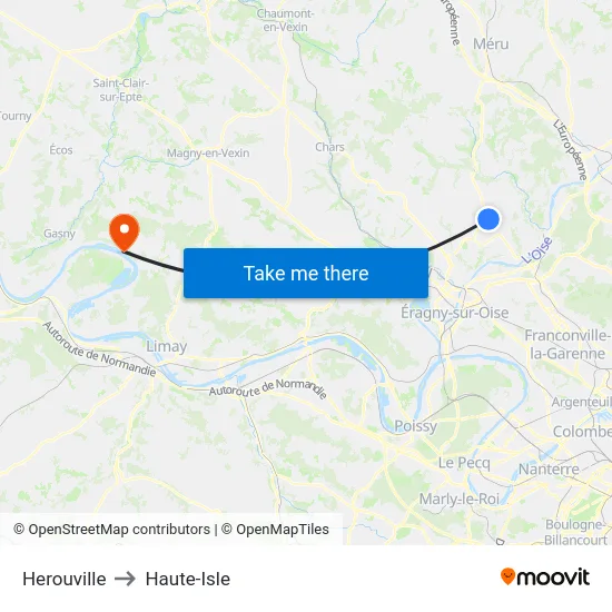 Herouville to Haute-Isle map