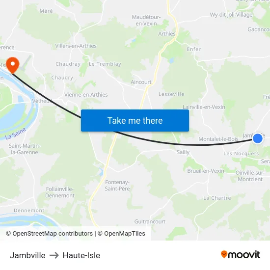 Jambville to Haute-Isle map