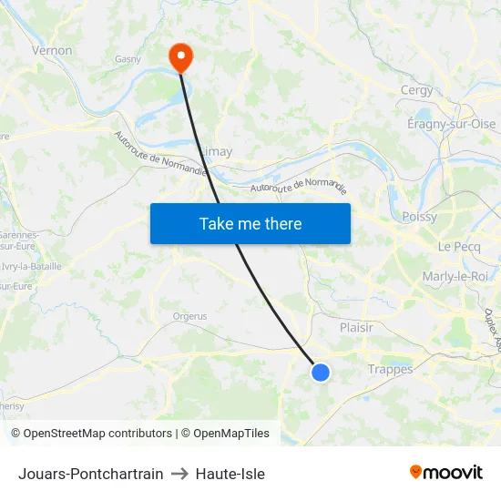 Jouars-Pontchartrain to Haute-Isle map