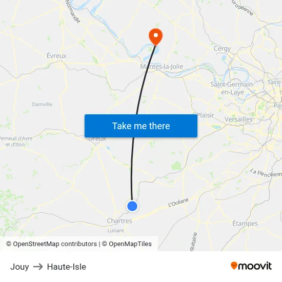 Jouy to Haute-Isle map