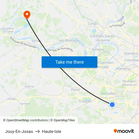 Jouy-En-Josas to Haute-Isle map