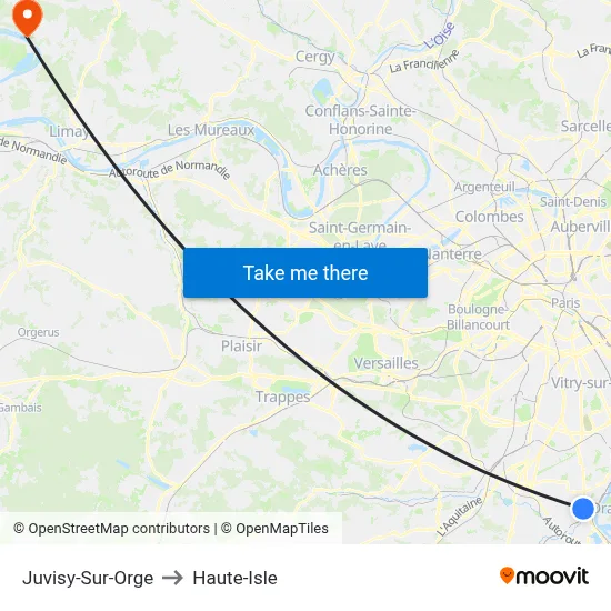 Juvisy-Sur-Orge to Haute-Isle map