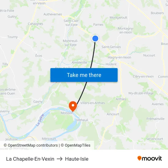 La Chapelle-En-Vexin to Haute-Isle map