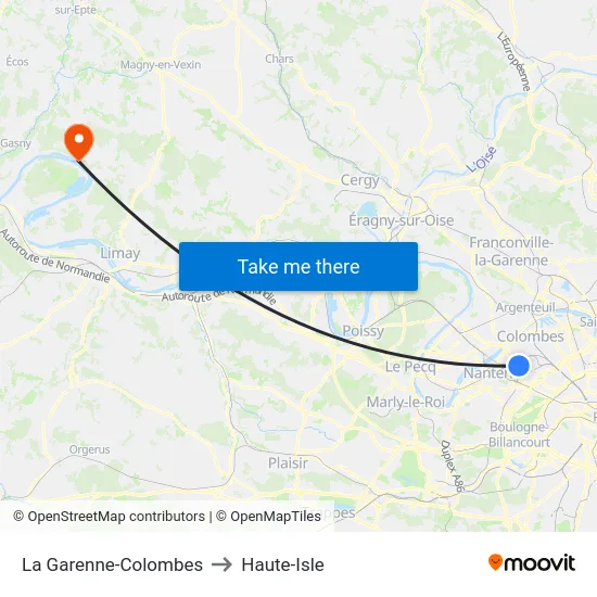 La Garenne-Colombes to Haute-Isle map