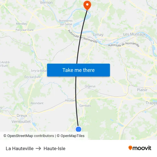 La Hauteville to Haute-Isle map