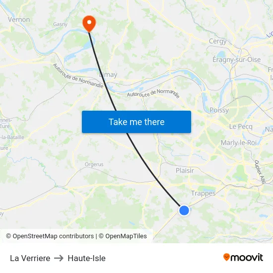 La Verriere to Haute-Isle map