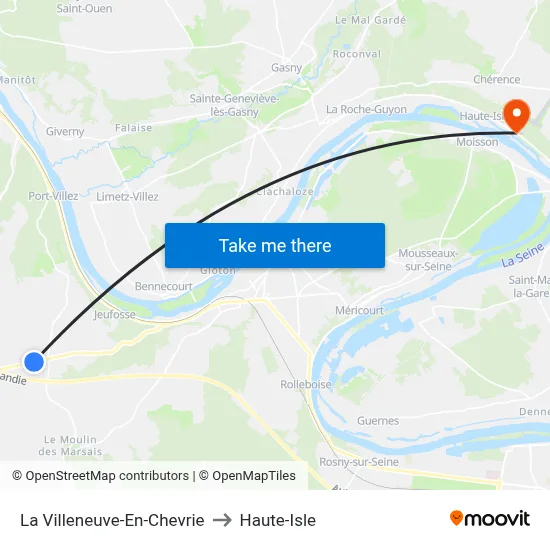 La Villeneuve-En-Chevrie to Haute-Isle map