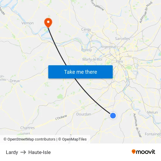 Lardy to Haute-Isle map