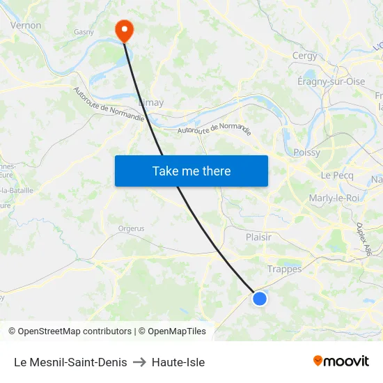 Le Mesnil-Saint-Denis to Haute-Isle map