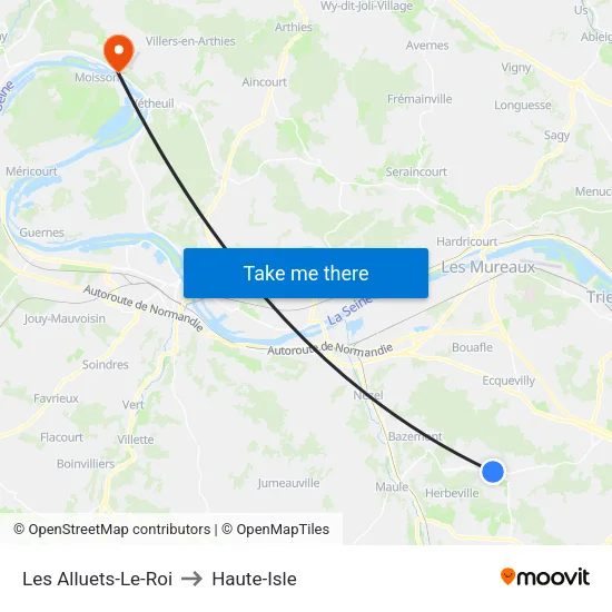Les Alluets-Le-Roi to Haute-Isle map