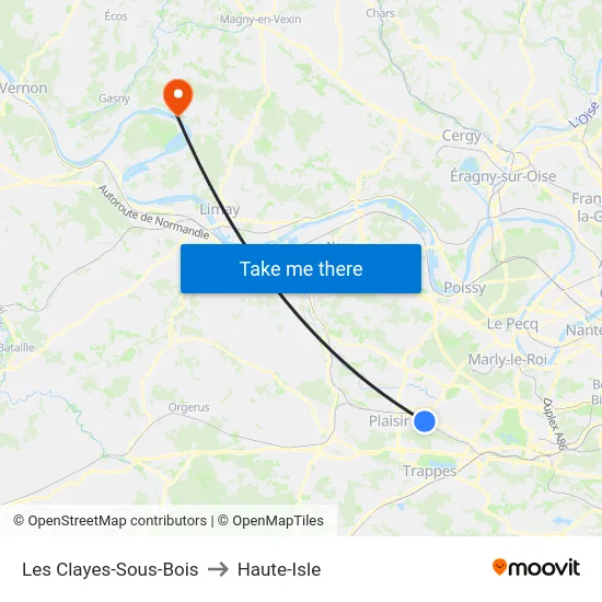 Les Clayes-Sous-Bois to Haute-Isle map