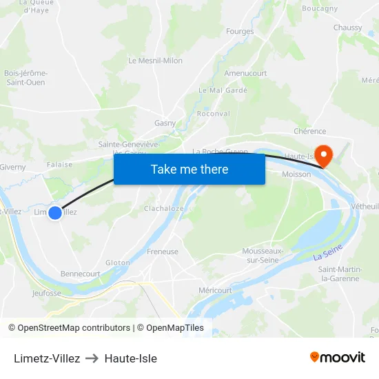 Limetz-Villez to Haute-Isle map