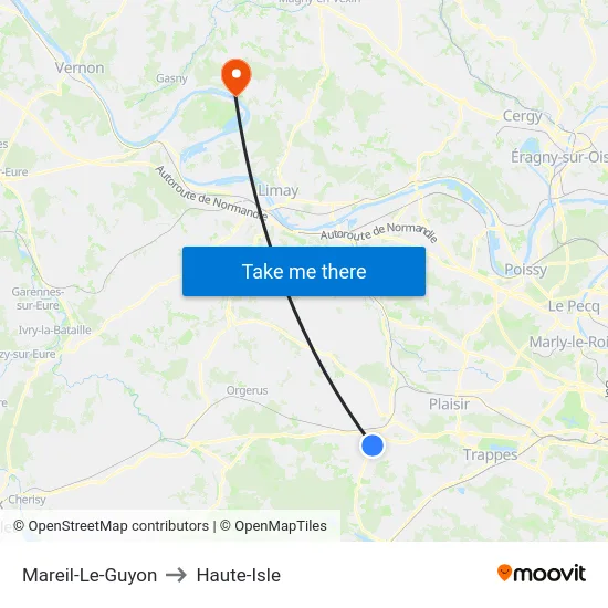 Mareil-Le-Guyon to Haute-Isle map