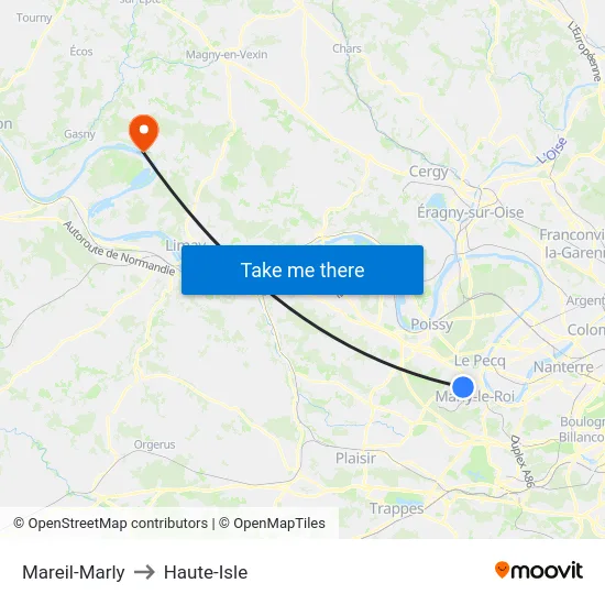 Mareil-Marly to Haute-Isle map