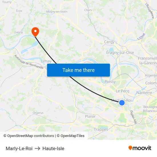 Marly-Le-Roi to Haute-Isle map