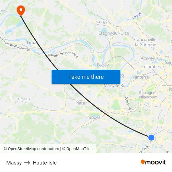 Massy to Haute-Isle map