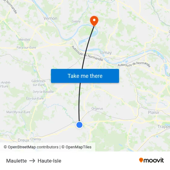 Maulette to Haute-Isle map