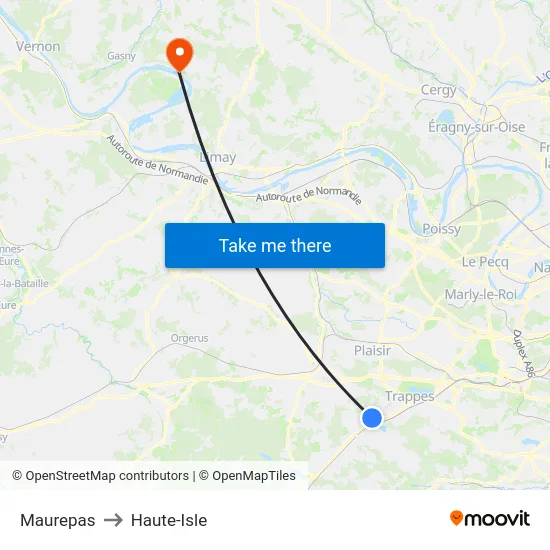 Maurepas to Haute-Isle map