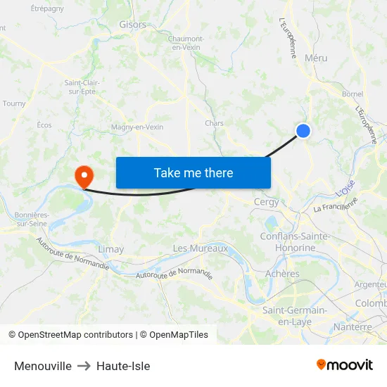 Menouville to Haute-Isle map