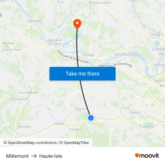 Millemont to Haute-Isle map