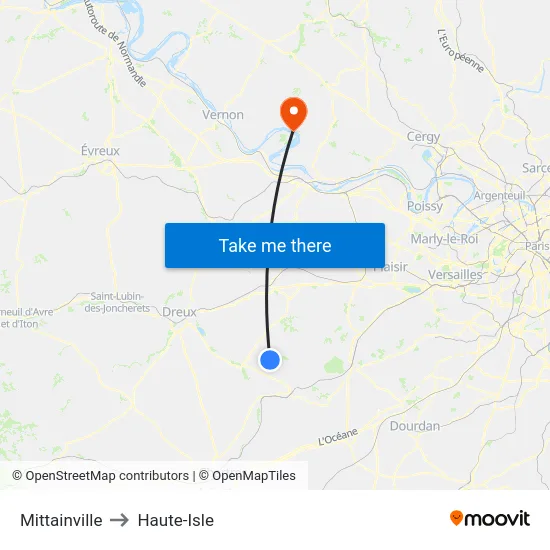 Mittainville to Haute-Isle map