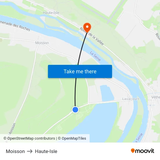 Moisson to Haute-Isle map