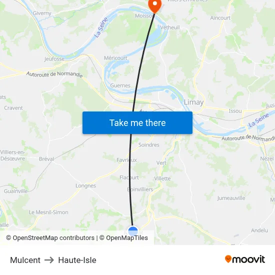 Mulcent to Haute-Isle map
